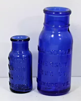 LOT Of 2 DIFFERENT Vintage Embossed Cobalt Blue Bromo-Seltzer Emerson Drug Co • $11.99