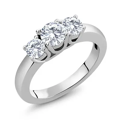 925 Sterling Silver Moissanite By Charles & Colvard 3-Stone Wedding Jewelry • $99.99