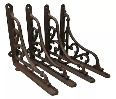 Set Of 4 New Antique-Victorian Style Cast Iron Shelf Brackets  9  X 9  Hangers  • $53.99