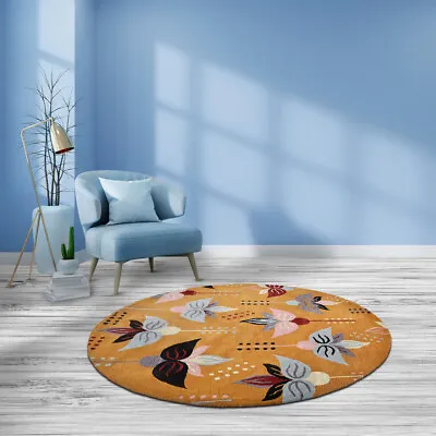 Hand Tufted Wool 8'x8' Round Area Rug Floral Gold BBH Homes BBK00669 • $316.77