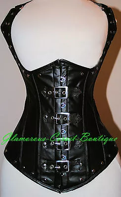 £144.15 • Buy Leather Corset Steel Boned Cupless Heavy Shaper Size XS-3XL