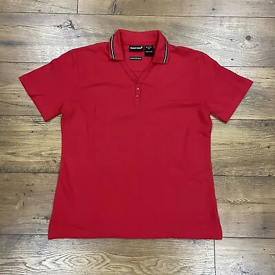 Marks & Spencers Polo Shirt Top Womens Medium Red Moisture Wicking Short Sleeve • £14.47