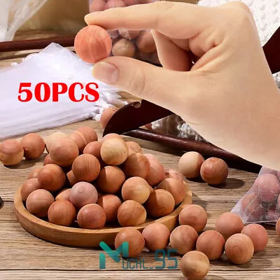 50PCS Bolas De Cedro Para Guardar Ropa Bloque De Madera Con Olor A Cedro Fresco • $14.59