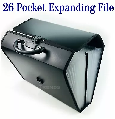 A4 Expanding File 26 Pocket Foolscap Document Storage Paper Holder With Handle • £15.29