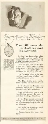 1918 Elgin National Watch Co IL Vintage Ad Lord Elgin Streamline Pocket Watch • $10.79