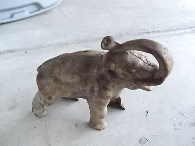 BIG Vintage Cast Iron Elephant Bank LOOK • $129