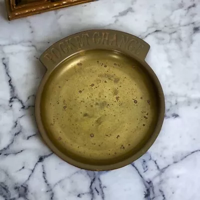 Vintage Solid Brass Pocket Change  Dish  Coin Tray Holder  5   Diameter VTG • $17