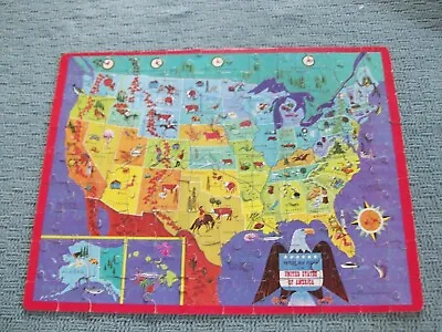 Vintage Whitman United States Of America Map 100 Pc Jigsaw Puzzle #4614~Complete • $9.99
