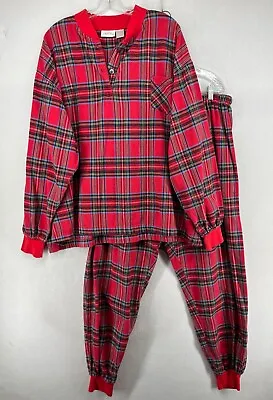 VERMONT COUNTRY STORE Pajamas Mens 2XL Flannel Plaid Cotton Top Pants Set Red • $35.99