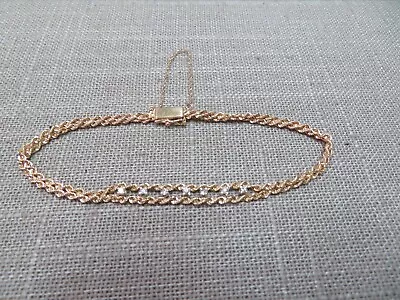 Vtg 14k  Solid Yellow Gold  Diamond Rope Chain Bracelet  6.75  - 4 G • $299