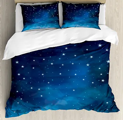Sky Duvet Cover Set With Pillow Shams Night Time With Moon Star Print • $89.99