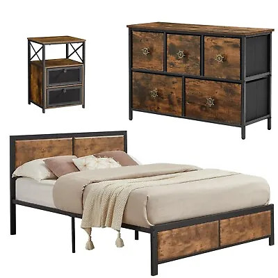 Wooden Bedroom Furniture Sets With Bed Frames 5-Drawer Dresser Nightstand Set • $307.99