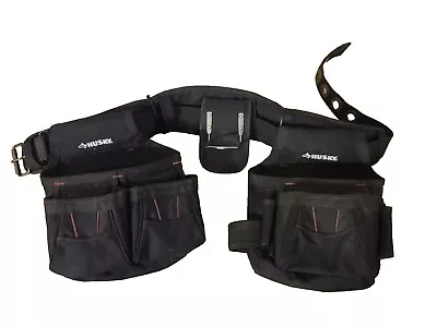 Husky Carpenter's Rig Tool Work Belt 524043 10-Pockets Contractors Black • $24.99