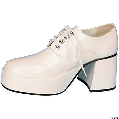 JAZZ02W Mens Classic Retro 70s Disco White Patent Platform Pimp Costume Shoes • $573.24