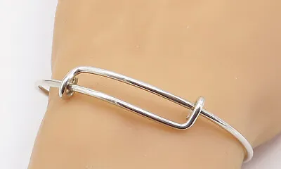 925 Sterling Silver - Vintage Shiny Minimalist Sliding Bangle Bracelet - BT2321 • $45.94