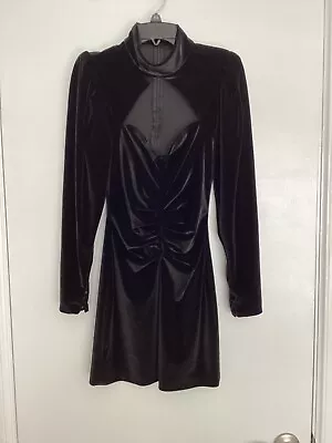 Zara Women Dress Xs Black Velor Worn Once Excellent Condition  • $15