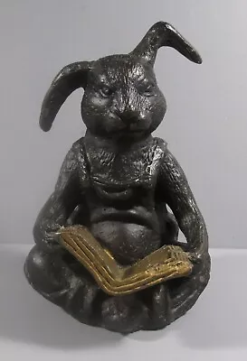 Andrea By Sadek Cast Iron Black Rabbit Reading Book Paperweight / Book End • $15.40