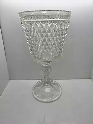 Antique Vintage Early Pressed Glass Large Goblet Chalice Vase Clear Crystal • $40