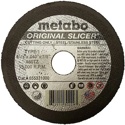 Metabo Slicer Cut Off Wheel 4-1/2  X 0.04  X 7/8  655331000 Pack Of 100 • $149