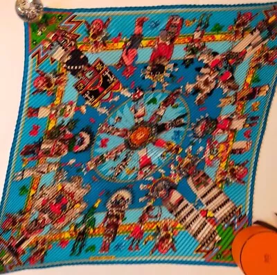 MINT Hermes Carre Scarf KACHINA 100% Silk Plisse Foulard Pleated • $249