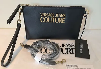 Versace Jeans Couture Black Clutch Bag Shoulder Strap New Tags • £129.99