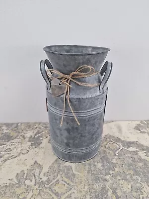 Venalys Vintage Galvanized Metal Milk Can Farmhouse Decorative Flower Jug Vase • £14.95