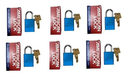 6-PACK American Lock 1100 Series Safety Padlock Lock Blue W/ 2 Keys A1105BLU • $69.99