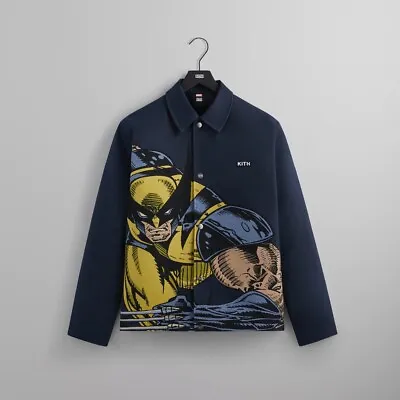 🔥NEW🔥Kith X Marvel For XMen|Wolverine Tapestry Coaches Jacket| Navy|XL|CONFIRM • $360