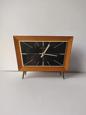 Vintage Mid Century Winco Teak Desk Mantel Shelf Clock. Working! • $49.33
