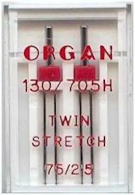 Sewing Machine Needles Stretch Twin 75/2.5 Organ Fits Brother Janome Singer • £4.95