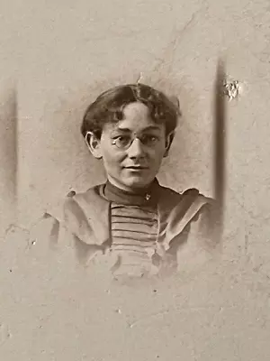 Antique Cabinet Card Gem Photo Woman Spectacles ~Garrison Art Co. Fort Dodge IA • $5