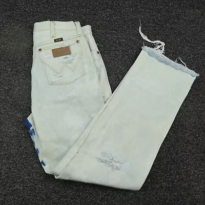 Wrangler Jeans Adult 33x31 White Denim Distressed Bleached Cut Off Casual Ladies • $19.95