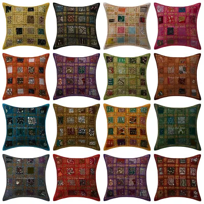 Khambadiya Patchwork Pillow Cover Cushion Throw Vintage Indian Sofa Decor 16  • $10.99