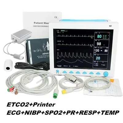 CMS8000 Printer CO2 Patient Monitor 7-parameter 12.1  Vital Sign Capnograph ECG • $848