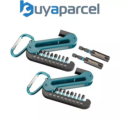 Makita 20 Piece Black Impact Driver Rated Bit Set Pozi PZ2 + Holder + Carabiner • £18.99