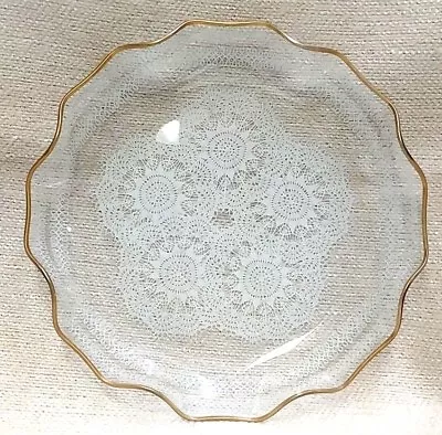 Vintage Art Glass Plate Lace Doily Design 10¾  Scalloped Edge 18086 • $10.99