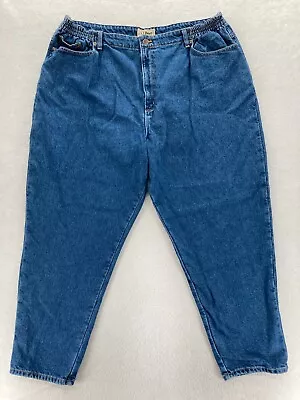 L.L. Bean Flannel Lined Jeans Women's Plus 24W Relaxed Tapered Leg Blue Denim • $24.99