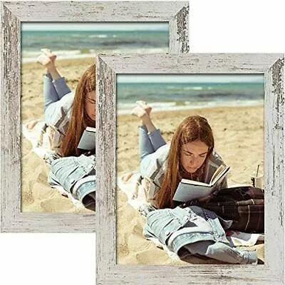 2-Pack 11x14 Picture Frame With Real Glass Distressed Wide Molding Design • $29.96