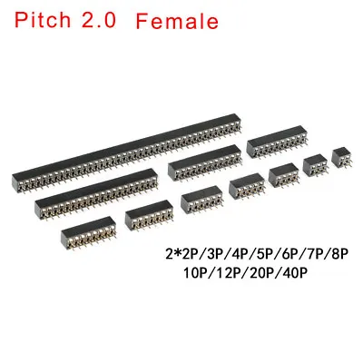 £1.19 • Buy 2x2P/3/4/5/6/7/8/10/12/20/40P 2.0mm Double Row Straight Female/Male Pin Header