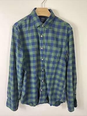 J Crew Men’s Plaid Flannel  Button Down Shirt Medium Classic Fit Green/Blue • $11.90