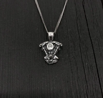 $75 • Buy Silver Motorcycle Engine Pendant Harley Davidson V Twin Shovelhead Engine 319