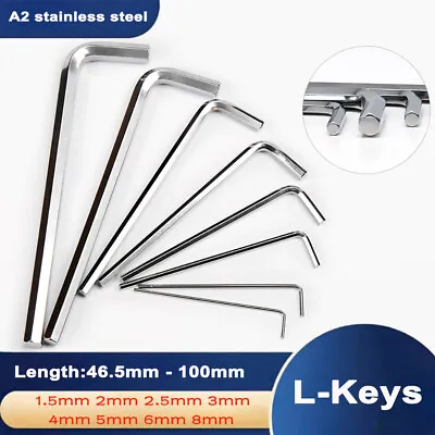 1.5mm - 8mm Metric Short Arm Allen Key Hex Wrench Hexagon L-Keys A2 Stainless • $2.85