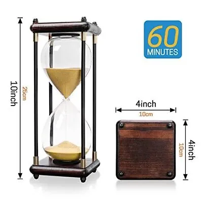 Hourglass Sandglass 60 Minutes Sand Timer Wooden Sand Clock Gold Gift Home Decor • $31.99
