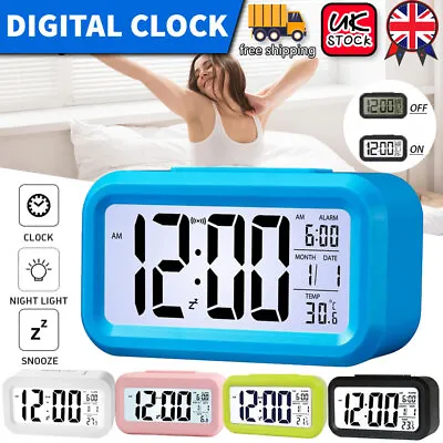 Digital Bedside Led Snooze Alarm Clock Time Temperature Day/night Mode Clock  • £8.99