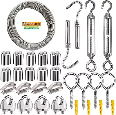 1/16 Wire Rope Kit304 Stainless Steel Wire CableVinyl Coated Aircraft Cable • $23.99