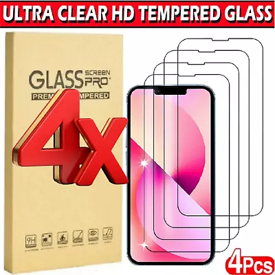 Tempered Glass Screen Protector For IPhone 14 13 12 11 Pro Max Mini XR X SE 7 8 • £3.48