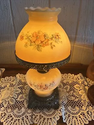 Vintage Hand-painted Flowers Double Globe Hurricane Table Lamp GWTW 1960’s • $80