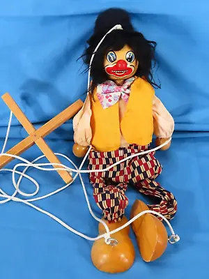 Vintage MARIONETTE STRING PUPPET Wood/Wooden Body CLOWN HOBO Mismatched Clothing • $12