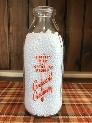 Crescent Creamery Old Vintage Pyro Quart Milk Bottle Pittsfield MA • $15