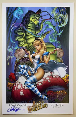 J SCOTT CAMPBELL Signed FAIRY TALE FANTASIES ALICE WONDERLAND 11 X 17 ART PRINT • $49.99